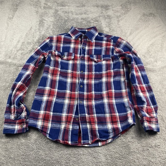 Faded Glory Other - Faded Glory Flannel Mens Size Small Red Blue Plaid Flannel Button Up Shirt A2731
